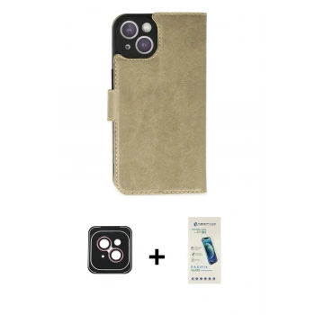 MARSİLYAN™- iPhone 14 Kılıf Siluet Işık Serisi - Şeffaf Pasifik Cam Ekran Koruyucu + PVD Metal Kamera Lens - PE