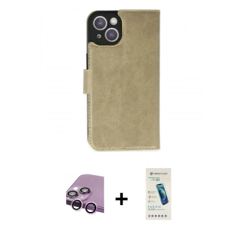 MARSİLYAN™- iPhone 14 Kılıf Siluet Işık Serisi - Şeffaf Pasifik Cam Ekran Koruyucu + Raze Metal Kamera Lens - MR