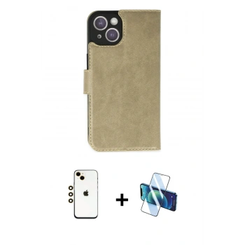 MARSİLYAN™- iPhone 14 Kılıf Siluet Işık Serisi - Siyah 3D Antistatik Cam Ekran Koruyucu + Shine Kamera Lens - GD