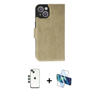 MARSİLYAN™- iPhone 14 Kılıf Siluet Işık Serisi - Siyah 3D Antistatik Cam Ekran Koruyucu + Shine Kamera Lens - YL