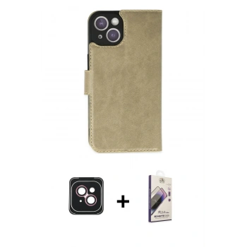 MARSİLYAN™- iPhone 14 Kılıf Siluet Işık Serisi - Siyah Bilvis 3D Mat Cam Ekran Koruyucu + PVD Metal Kamera Lens - PE