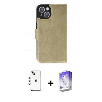 MARSİLYAN™- iPhone 14 Kılıf Siluet Işık Serisi - Siyah Bilvis 5in1 3D Magic Cam Ekran Koruyucu + Shine Kamera Lens - GI