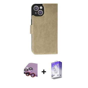 MARSİLYAN™- iPhone 14 Kılıf Siluet Işık Serisi - Siyah Bilvis 5in1 3D Magic Cam Ekran Koruyucu + Raze Metal Kamera Lens - KI