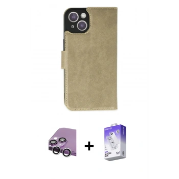 MARSİLYAN™- iPhone 14 Kılıf Siluet Işık Serisi - Siyah Bilvis 5in1 3D Magic Cam Ekran Koruyucu + Raze Metal Kamera Lens - GS
