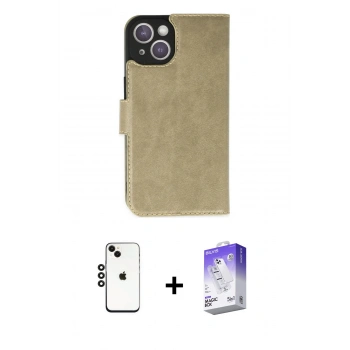 MARSİLYAN™- iPhone 14 Kılıf Siluet Işık Serisi - Siyah Bilvis 5in1 3D Magic Cam Ekran Koruyucu + Shine Kamera Lens - SH
