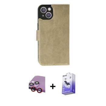 MARSİLYAN™- iPhone 14 Kılıf Siluet Işık Serisi - Siyah Bilvis 5in1 5D Magic Hayalet Cam Ekran Koruyucu + Raze Metal Kamera Lens - KI
