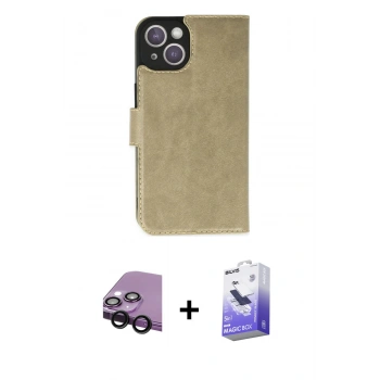 MARSİLYAN™- iPhone 14 Kılıf Siluet Işık Serisi - Siyah Bilvis 5in1 5D Magic Hayalet Cam Ekran Koruyucu + Raze Metal Kamera Lens - SH