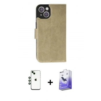 MARSİLYAN™- iPhone 14 Kılıf Siluet Işık Serisi - Siyah Bilvis 5in1 5D Magic Hayalet Cam Ekran Koruyucu + Shine Kamera Lens - YL