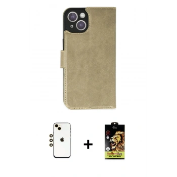 MARSİLYAN™- iPhone 14 Kılıf Siluet Işık Serisi - Siyah Buffer Cam Ekran Koruyucu + Shine Kamera Lens - GD