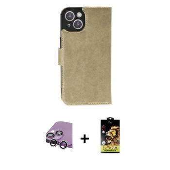 MARSİLYAN™- iPhone 14 Kılıf Siluet Işık Serisi - Siyah Buffer Cam Ekran Koruyucu + Raze Metal Kamera Lens - GS