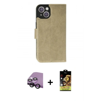 MARSİLYAN™- iPhone 14 Kılıf Siluet Işık Serisi - Siyah Buffer Cam Ekran Koruyucu + Raze Metal Kamera Lens - SH