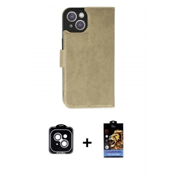 MARSİLYAN™- iPhone 14 Kılıf Siluet Işık Serisi - Siyah Buffer Hayalet Cam Ekran Koruyucu + PVD Metal Kamera Lens - GS