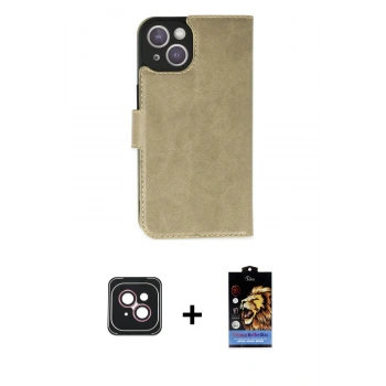 MARSİLYAN™- iPhone 14 Kılıf Siluet Işık Serisi - Siyah Buffer Hayalet Cam Ekran Koruyucu + PVD Metal Kamera Lens - PE