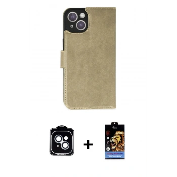 MARSİLYAN™- iPhone 14 Kılıf Siluet Işık Serisi - Siyah Buffer Hayalet Cam Ekran Koruyucu + PVD Metal Kamera Lens - MI
