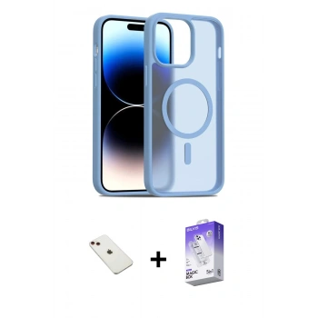 MARSİLYAN™- iPhone 14 Kılıf Siluet Minimal Prime - Siyah Bilvis 5in1 3D Magic Cam Ekran Koruyucu + Diamond Kamera Lens - KI