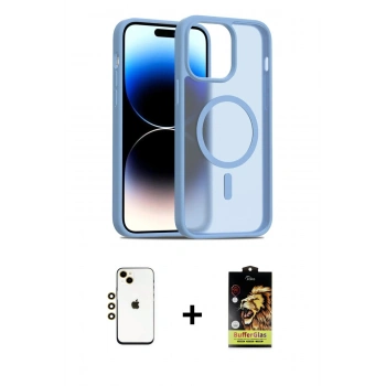 MARSİLYAN™- iPhone 14 Kılıf Siluet Minimal Prime - Siyah Buffer Cam Ekran Koruyucu + Shine Kamera Lens - GD