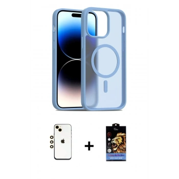 MARSİLYAN™- iPhone 14 Kılıf Siluet Minimal Prime - Siyah Buffer Hayalet Cam Ekran Koruyucu + Shine Kamera Lens - GD