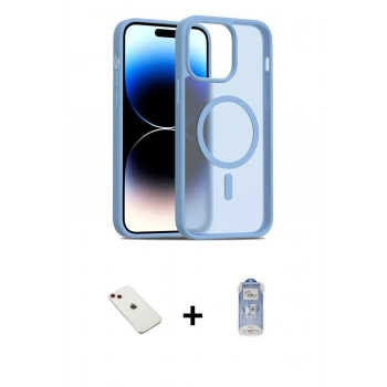 MARSİLYAN™- iPhone 14 Kılıf Siluet Minimal Prime - Siyah Joko Magic 5D Cam + Diamond Kamera Lens - KI
