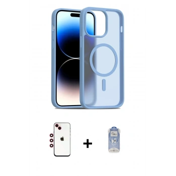 MARSİLYAN™- iPhone 14 Kılıf Siluet Minimal Prime - Siyah Joko Magic 5D Cam + Shine Kamera Lens - KI