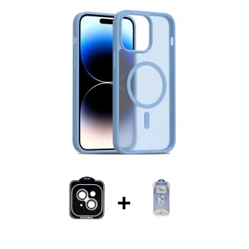 MARSİLYAN™- iPhone 14 Kılıf Siluet Minimal Prime - Siyah Joko Magic 5D Cam + PVD Metal Kamera Lens - GS