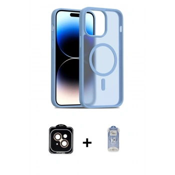 MARSİLYAN™- iPhone 14 Kılıf Siluet Minimal Prime - Siyah Joko Magic 5D Cam + PVD Metal Kamera Lens - TU
