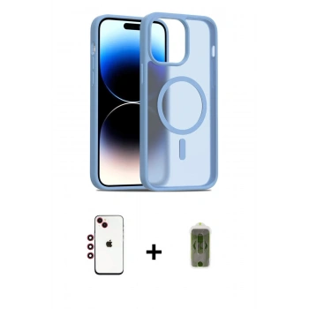 MARSİLYAN™- iPhone 14 Kılıf Siluet Minimal Prime - Siyah Joko Magic 5D Hayalet Cam + Shine Kamera Lens - KI