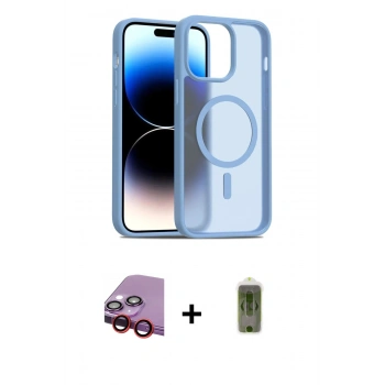 MARSİLYAN™- iPhone 14 Kılıf Siluet Minimal Prime - Siyah Joko Magic 5D Hayalet Cam + Raze Metal Kamera Lens - KI