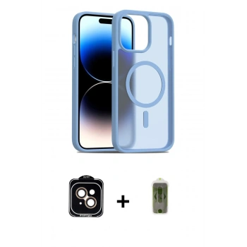 MARSİLYAN™- iPhone 14 Kılıf Siluet Minimal Prime - Siyah Joko Magic 5D Hayalet Cam + PVD Metal Kamera Lens - TU