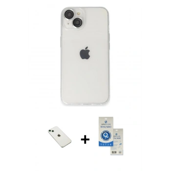 MARSİLYAN™- iPhone 14 Kılıf Ufuk Minimal Özel Seri - Şeffaf Royal Nano Ekran Koruyucu + Diamond Kamera Lens - YL