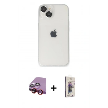 MARSİLYAN™- iPhone 14 Kılıf Ufuk Minimal Özel Seri - Siyah Bilvis 3D Cam Ekran Koruyucu + Raze Metal Kamera Lens - KI