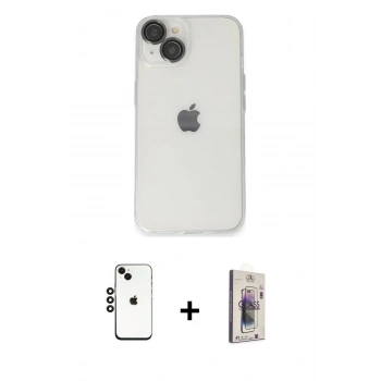 MARSİLYAN™- iPhone 14 Kılıf Ufuk Minimal Özel Seri - Siyah Bilvis 3D Cam Ekran Koruyucu + Shine Kamera Lens - SH