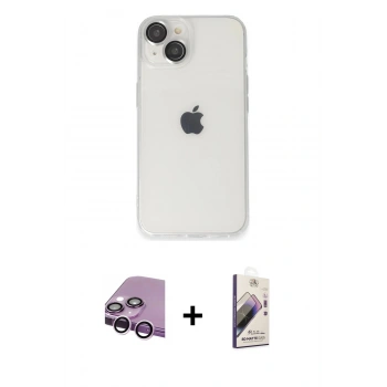 MARSİLYAN™- iPhone 14 Kılıf Ufuk Minimal Özel Seri - Siyah Bilvis 3D Mat Cam Ekran Koruyucu + Raze Metal Kamera Lens - MR