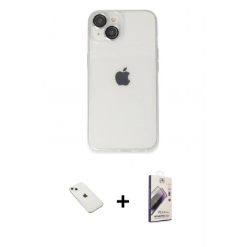 MARSİLYAN™- iPhone 14 Kılıf Ufuk Minimal Özel Seri - Siyah Bilvis 3D Mat Cam Ekran Koruyucu + Diamond Kamera Lens - SABE