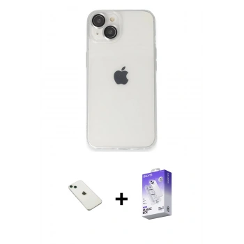 MARSİLYAN™- iPhone 14 Kılıf Ufuk Minimal Özel Seri - Siyah Bilvis 5in1 3D Magic Cam Ekran Koruyucu + Diamond Kamera Lens - YL