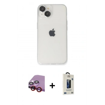 MARSİLYAN™- iPhone 14 Kılıf Ufuk Minimal Özel Seri - Siyah Bilvis Hayalet Cam Ekran Koruyucu + Raze Metal Kamera Lens - KI