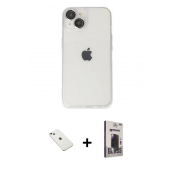 MARSİLYAN™- iPhone 14 Kılıf Ufuk Minimal Özel Seri - Siyah Bilvis Hayalet Cam Ekran Koruyucu + Diamond Kamera Lens - SABE