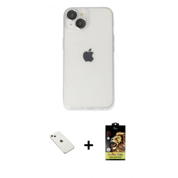 MARSİLYAN™- iPhone 14 Kılıf Ufuk Minimal Özel Seri - Siyah Buffer Cam Ekran Koruyucu + Diamond Kamera Lens - PE