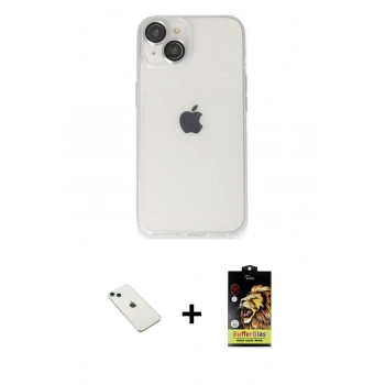 MARSİLYAN™- iPhone 14 Kılıf Ufuk Minimal Özel Seri - Siyah Buffer Cam Ekran Koruyucu + Diamond Kamera Lens - YL