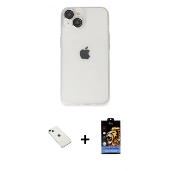MARSİLYAN™- iPhone 14 Kılıf Ufuk Minimal Özel Seri - Siyah Buffer Hayalet Cam Ekran Koruyucu + Diamond Kamera Lens - YL