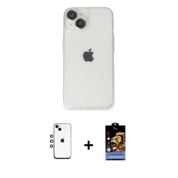 MARSİLYAN™- iPhone 14 Kılıf Ufuk Minimal Özel Seri - Siyah Buffer Hayalet Cam Ekran Koruyucu + Shine Kamera Lens - GI