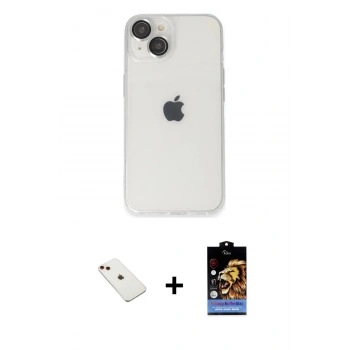 MARSİLYAN™- iPhone 14 Kılıf Ufuk Minimal Özel Seri - Siyah Buffer Hayalet Cam Ekran Koruyucu + Diamond Kamera Lens - KI
