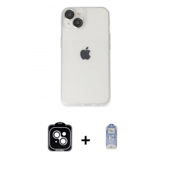 MARSİLYAN™- iPhone 14 Kılıf Ufuk Minimal Özel Seri - Siyah Joko Magic 5D Cam + PVD Metal Kamera Lens - GS