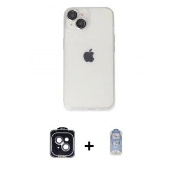 MARSİLYAN™- iPhone 14 Kılıf Ufuk Minimal Özel Seri - Siyah Joko Magic 5D Cam + PVD Metal Kamera Lens - SH