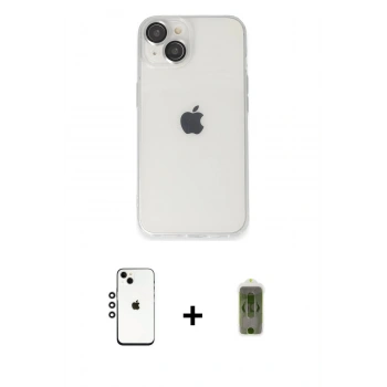MARSİLYAN™- iPhone 14 Kılıf Ufuk Minimal Özel Seri - Siyah Joko Magic 5D Hayalet Cam + Shine Kamera Lens - GS