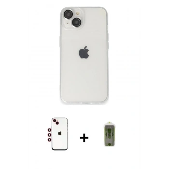 MARSİLYAN™- iPhone 14 Kılıf Ufuk Minimal Özel Seri - Siyah Joko Magic 5D Hayalet Cam + Shine Kamera Lens - KI