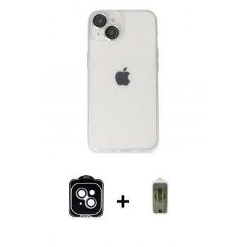MARSİLYAN™- iPhone 14 Kılıf Ufuk Minimal Özel Seri - Siyah Joko Magic 5D Hayalet Cam + PVD Metal Kamera Lens - MI