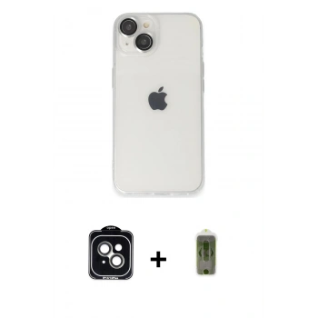 MARSİLYAN™- iPhone 14 Kılıf Ufuk Minimal Özel Seri - Siyah Joko Magic 5D Hayalet Cam + PVD Metal Kamera Lens - YL