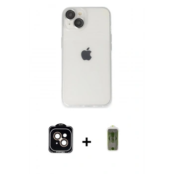 MARSİLYAN™- iPhone 14 Kılıf Ufuk Minimal Özel Seri - Siyah Joko Magic 5D Hayalet Cam + PVD Metal Kamera Lens - TU
