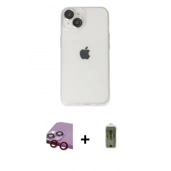 MARSİLYAN™- iPhone 14 Kılıf Ufuk Minimal Özel Seri - Siyah Joko Magic 5D Hayalet Cam + Raze Metal Kamera Lens - KI