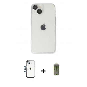 MARSİLYAN™- iPhone 14 Kılıf Ufuk Minimal Özel Seri - Siyah Joko Magic 5D Hayalet Cam + Shine Kamera Lens - MI